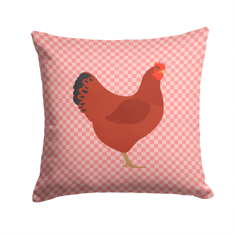 New Hampshire Red Chicken Pink Check Fabric Decorative Pillow BB7843PW1414