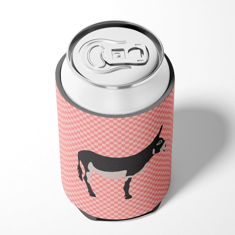 American Mammoth Jack Donkey Pink Check Can or Bottle Hugger BB7844CC