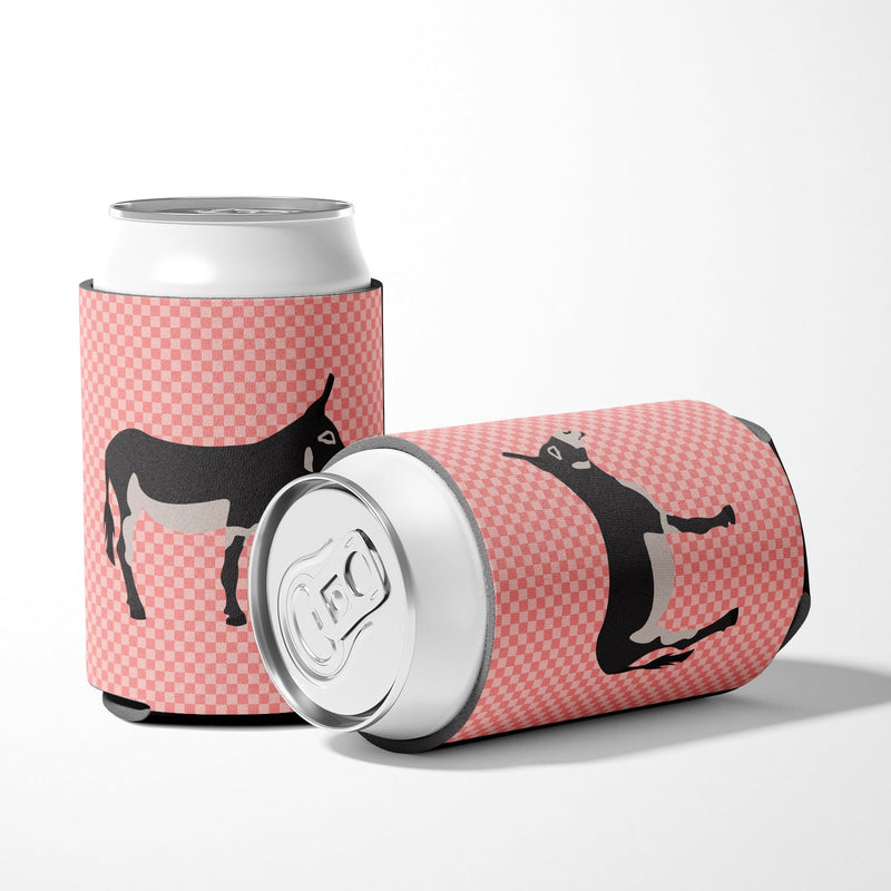 American Mammoth Jack Donkey Pink Check Can or Bottle Hugger BB7844CC
