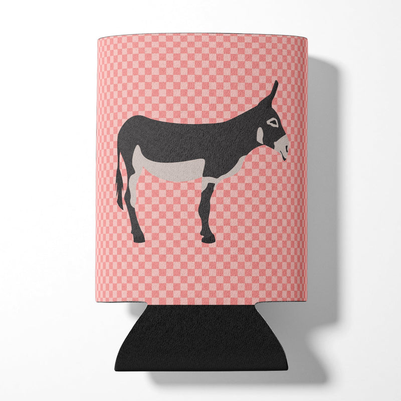 American Mammoth Jack Donkey Pink Check Can or Bottle Hugger BB7844CC