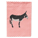 American Mammoth Jack Donkey Pink Check Flag Canvas House Size BB7844CHF
