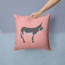 American Mammoth Jack Donkey Pink Check Throw Pillow - 14x14 Decorative Pillow – Art for Your Home & Patio BB7844PW1414