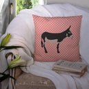 American Mammoth Jack Donkey Pink Check Throw Pillow - 14x14 Decorative Pillow – Art for Your Home & Patio BB7844PW1414