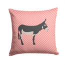 American Mammoth Jack Donkey Pink Check Throw Pillow - 14x14 Decorative Pillow – Art for Your Home & Patio BB7844PW1414