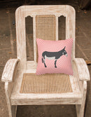 American Mammoth Jack Donkey Pink Check Fabric Decorative Pillow BB7844PW1818
