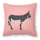 American Mammoth Jack Donkey Pink Check Fabric Decorative Pillow BB7844PW1818