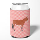 Mule Pink Check Can or Bottle Hugger Cooler Sleeve for Standard 12 oz Cans, Insulated Foam Beer & Soda Can Hugger Reusable
