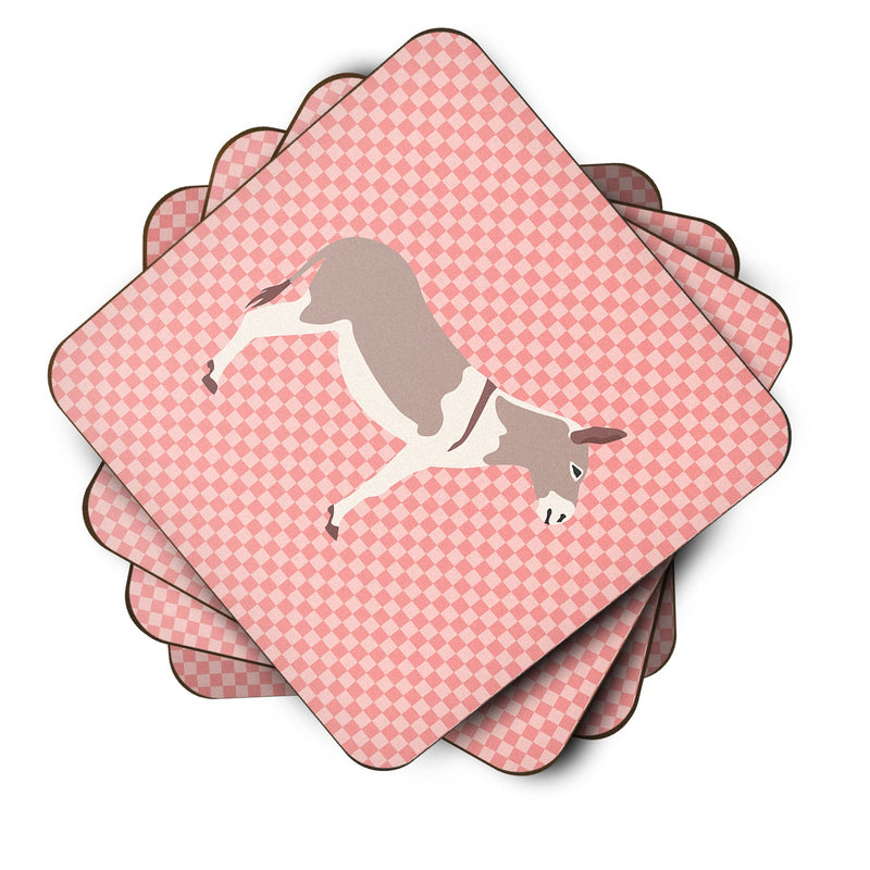 Australian Teamster Donkey Pink Check Foam Coaster Set of 4 BB7846FC