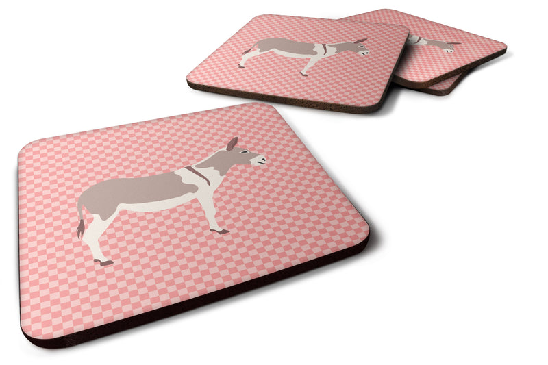 Australian Teamster Donkey Pink Check Foam Coaster Set of 4 BB7846FC