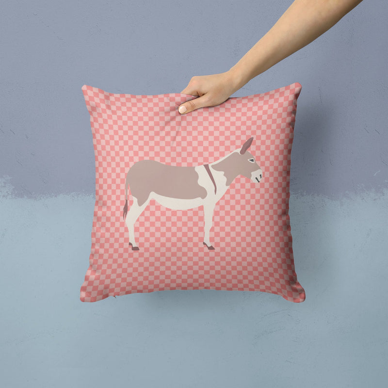 Australian Teamster Donkey Pink Check Fabric Decorative Pillow BB7846PW1414