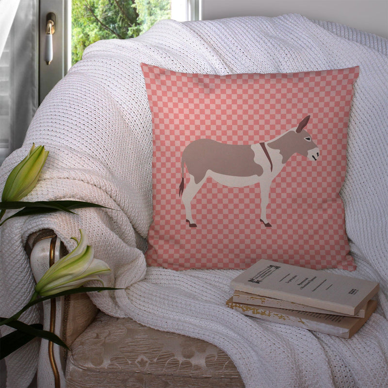 Australian Teamster Donkey Pink Check Fabric Decorative Pillow BB7846PW1414