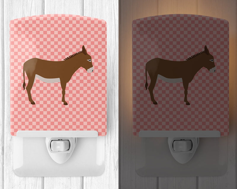 Cotentin Donkey Pink Check Ceramic Night Light BB7849CNL