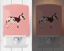 American Spotted Donkey Pink Check Ceramic Night Light BB7851CNL