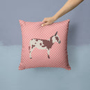 American Spotted Donkey Pink Check Throw Pillow - 14x14 Decorative Pillow – Art for Your Home & Patio BB7851PW1414