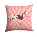 American Spotted Donkey Pink Check Throw Pillow - 14x14 Decorative Pillow – Art for Your Home & Patio BB7851PW1414