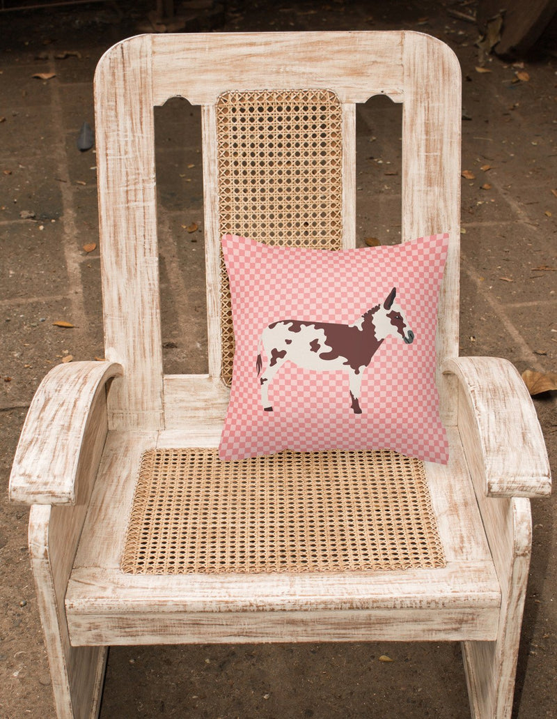 American Spotted Donkey Pink Check Fabric Decorative Pillow BB7851PW1818