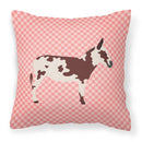 American Spotted Donkey Pink Check Fabric Decorative Pillow BB7851PW1818