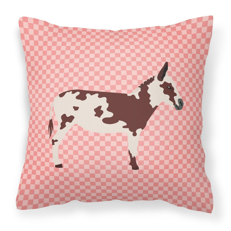 American Spotted Donkey Pink Check Fabric Decorative Pillow BB7851PW1818