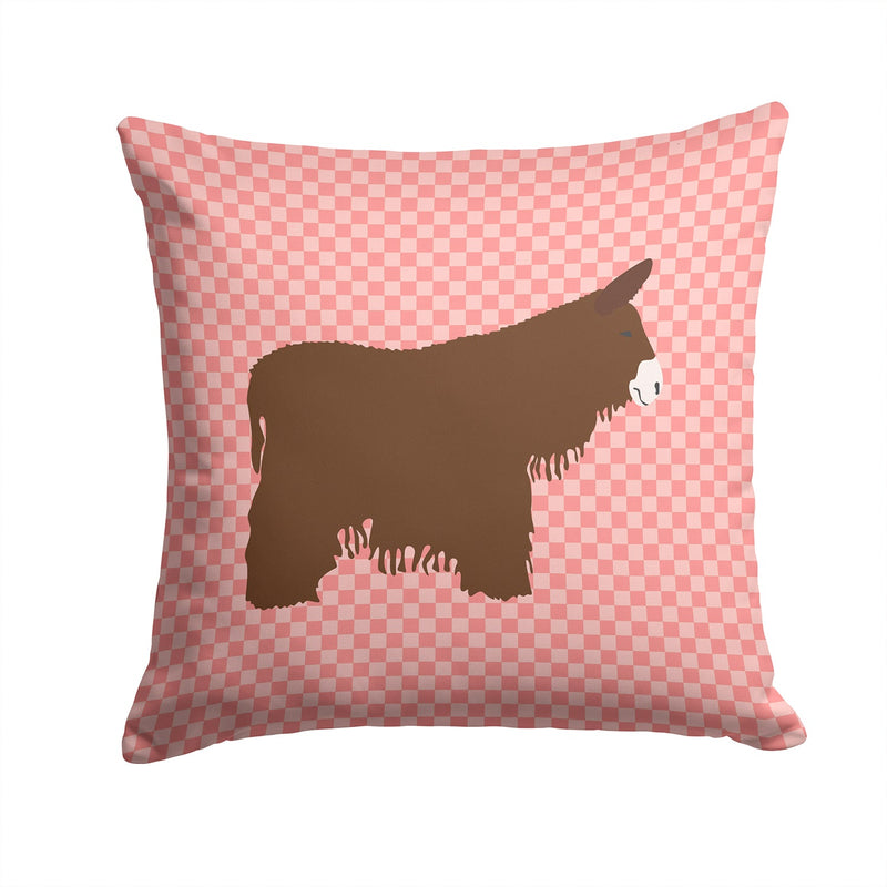 Poitou Poiteuin Donkey Pink Check Fabric Decorative Pillow BB7852PW1414