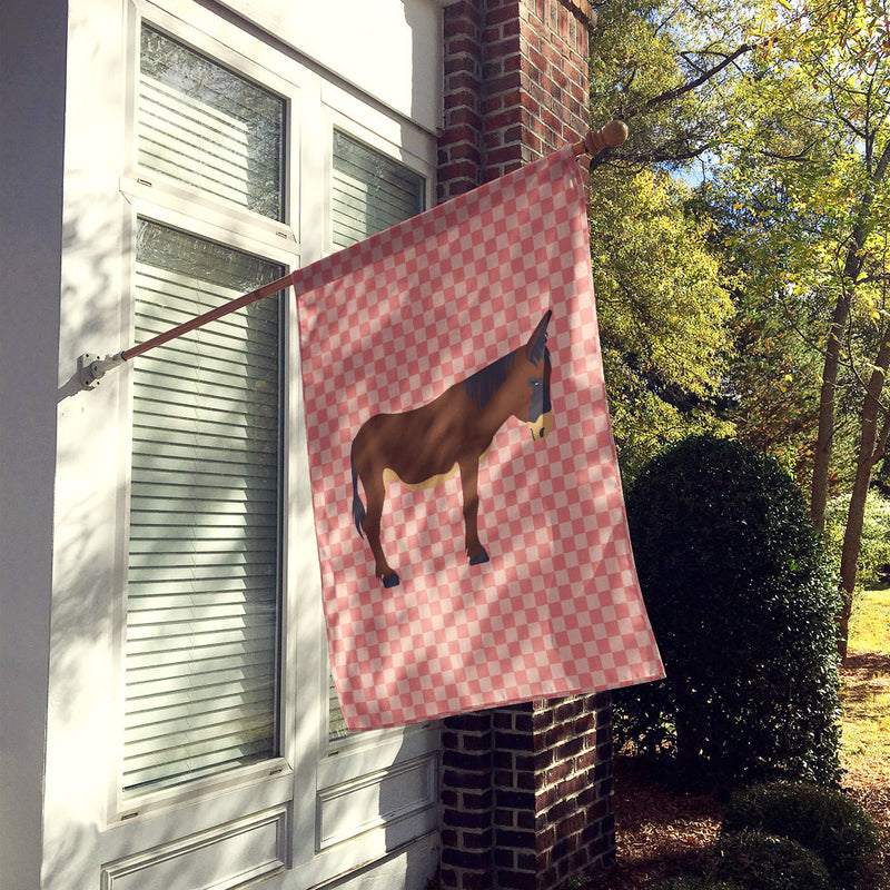 Zamorano-Leones Donkey Pink Check Flag Canvas House Size BB7853CHF