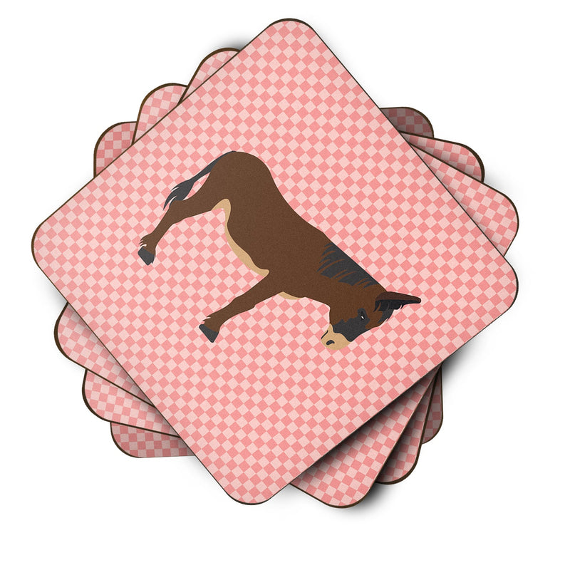 Zamorano-Leones Donkey Pink Check Foam Coaster Set of 4 BB7853FC