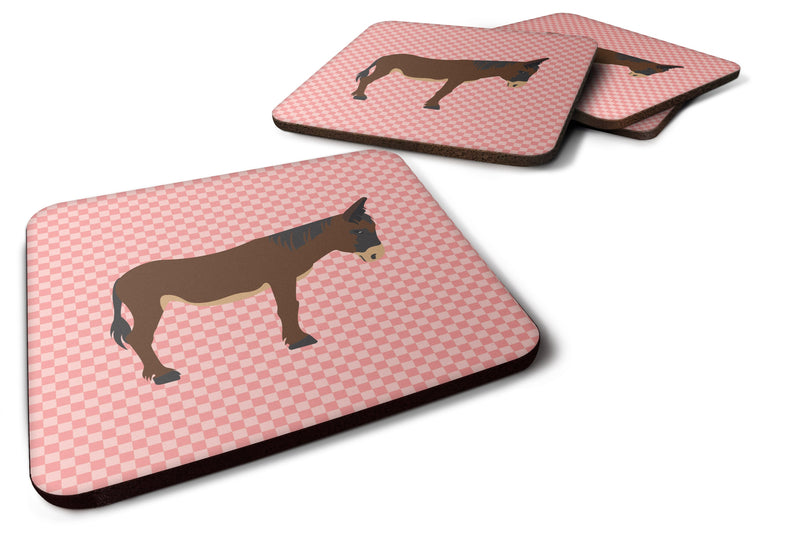 Zamorano-Leones Donkey Pink Check Foam Coaster Set of 4 BB7853FC