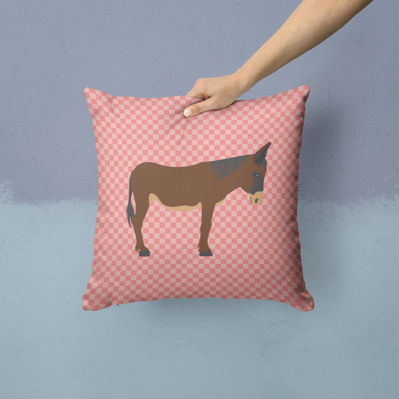 Zamorano-Leones Donkey Pink Check Fabric Decorative Pillow BB7853PW1414