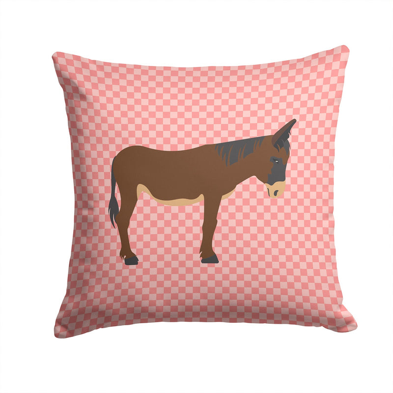 Zamorano-Leones Donkey Pink Check Fabric Decorative Pillow BB7853PW1414