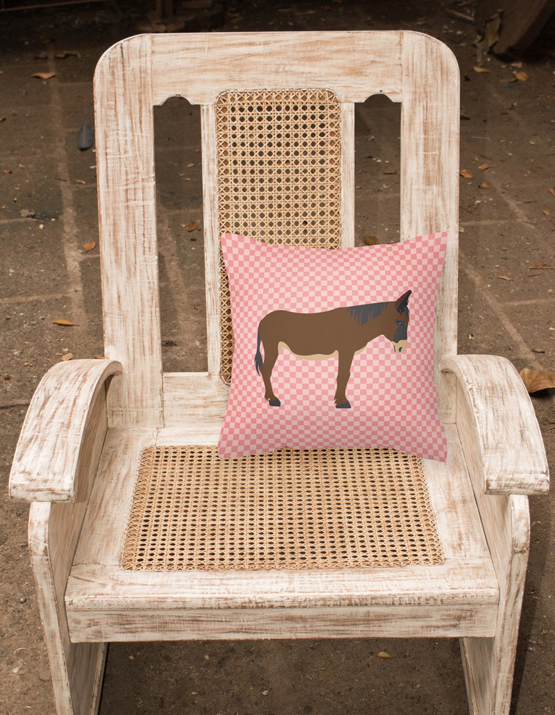 Zamorano-Leones Donkey Pink Check Fabric Decorative Pillow BB7853PW1818