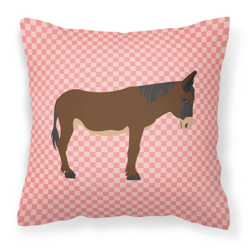 Zamorano-Leones Donkey Pink Check Fabric Decorative Pillow BB7853PW1818