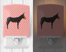Catalan Donkey Pink Check Ceramic Night Light Compact, UL-Certified, Ideal for Bedroom, Bathroom, Nursery, Hallway, Kitchen, 6x4x3, Multicolor