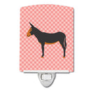 Catalan Donkey Pink Check Ceramic Night Light Compact, UL-Certified, Ideal for Bedroom, Bathroom, Nursery, Hallway, Kitchen, 6x4x3, Multicolor