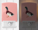Rouen Duck Pink Check Ceramic Night Light Compact, UL-Certified, Ideal for Bedroom, Bathroom, Nursery, Hallway, Kitchen, 6x4x3, Multicolor