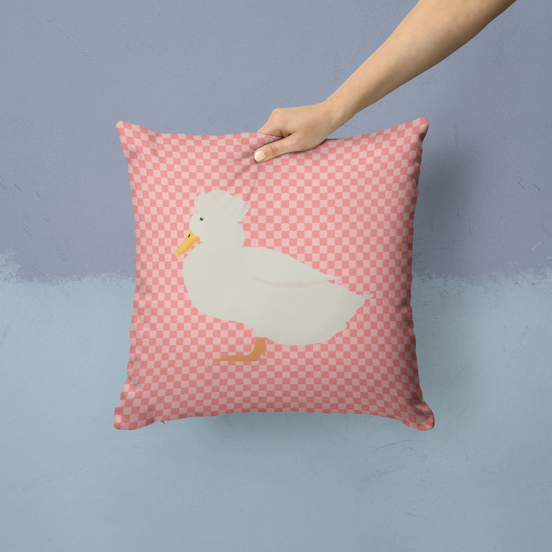 Crested Duck Pink Check Fabric Decorative Pillow BB7857PW1414