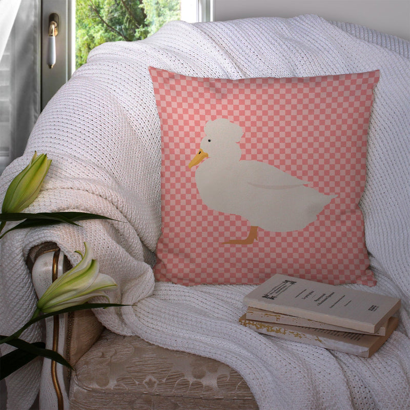 Crested Duck Pink Check Fabric Decorative Pillow BB7857PW1414