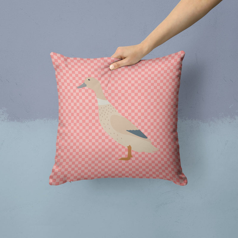 West Harlequin Duck Pink Check Fabric Decorative Pillow BB7858PW1414