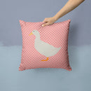 American Pekin Duck Pink Check Throw Pillow - 14x14 Decorative Pillow – Art for Your Home & Patio BB7860PW1414
