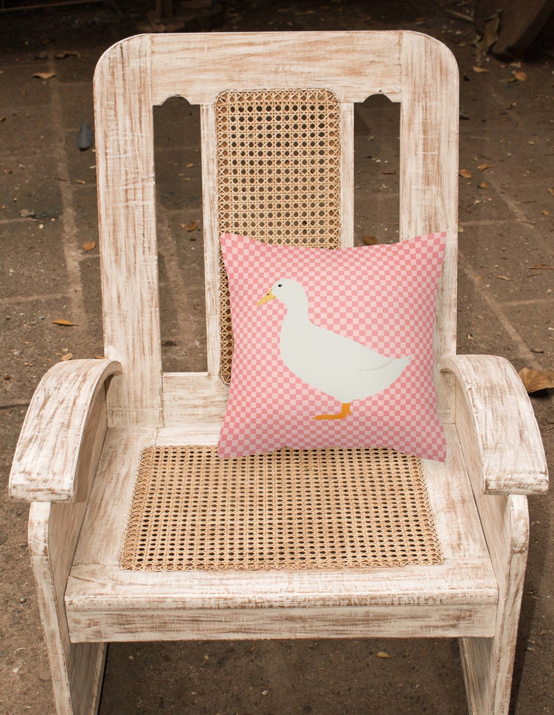 American Pekin Duck Pink Check Fabric Decorative Pillow BB7860PW1818