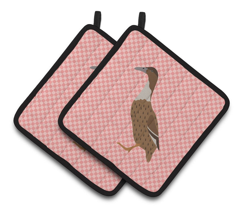 Dutch Hook Bill Duck Pink Check Pair of Pot Holders BB7861PTHD