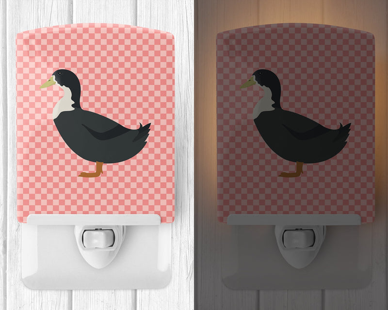 Blue Swedish Duck Pink Check Ceramic Night Light BB7862CNL