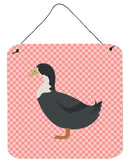 Blue Swedish Duck Pink Check Wall or Door Hanging Prints