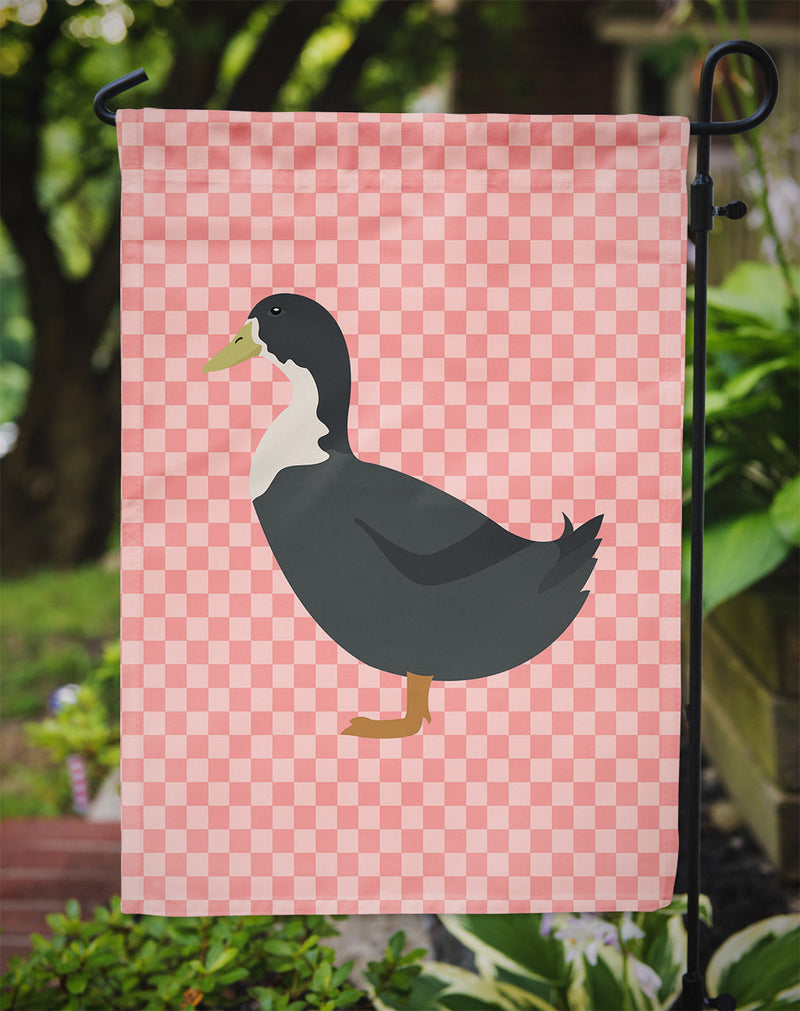 Blue Swedish Duck Pink Check Garden Flag - Outdoor Decorative Yard Flag