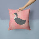 Blue Swedish Duck Pink Check Throw Pillow - 14x14 Decorative Pillow – Art for Your Home & Patio BB7862PW1414