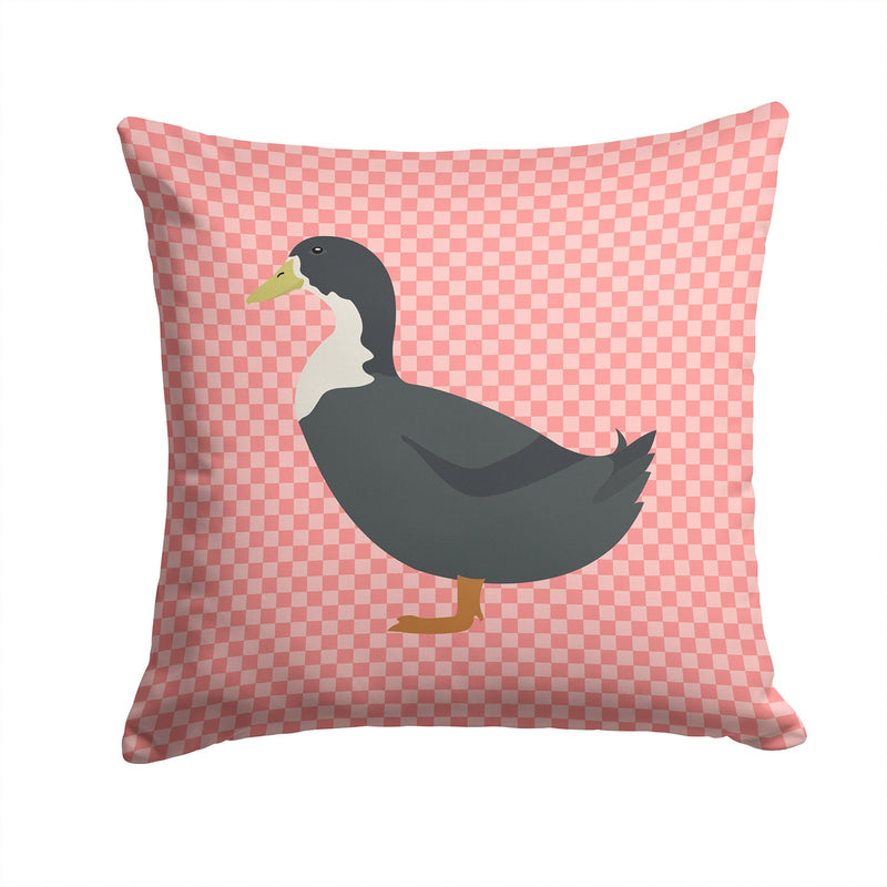 Blue Swedish Duck Pink Check Throw Pillow - 14x14 Decorative Pillow – Art for Your Home & Patio BB7862PW1414