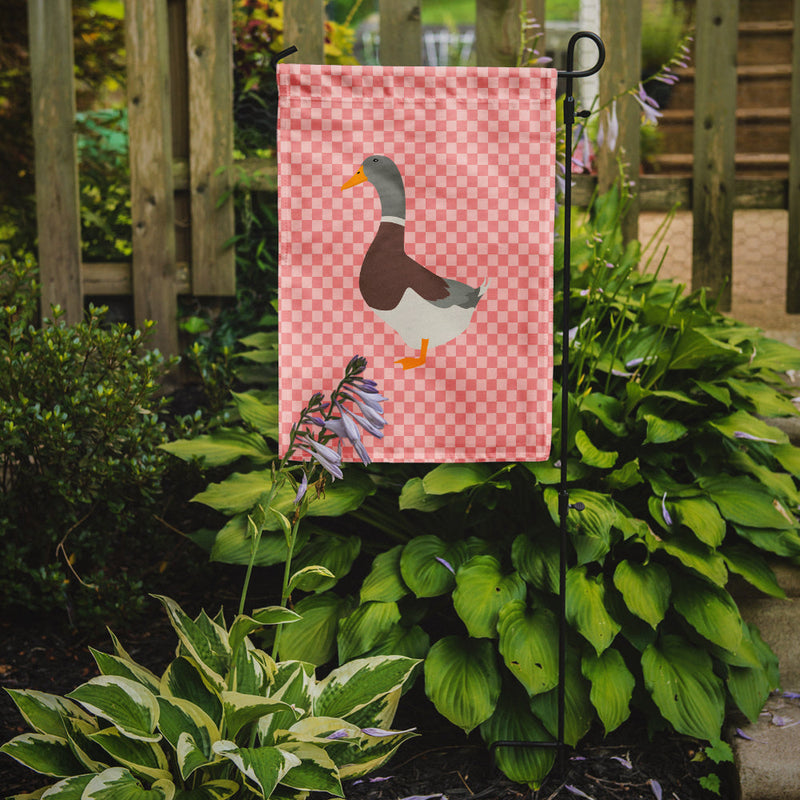 Saxony Sachsenente Duck Pink Check Garden Flag - Outdoor Decorative Yard Flag