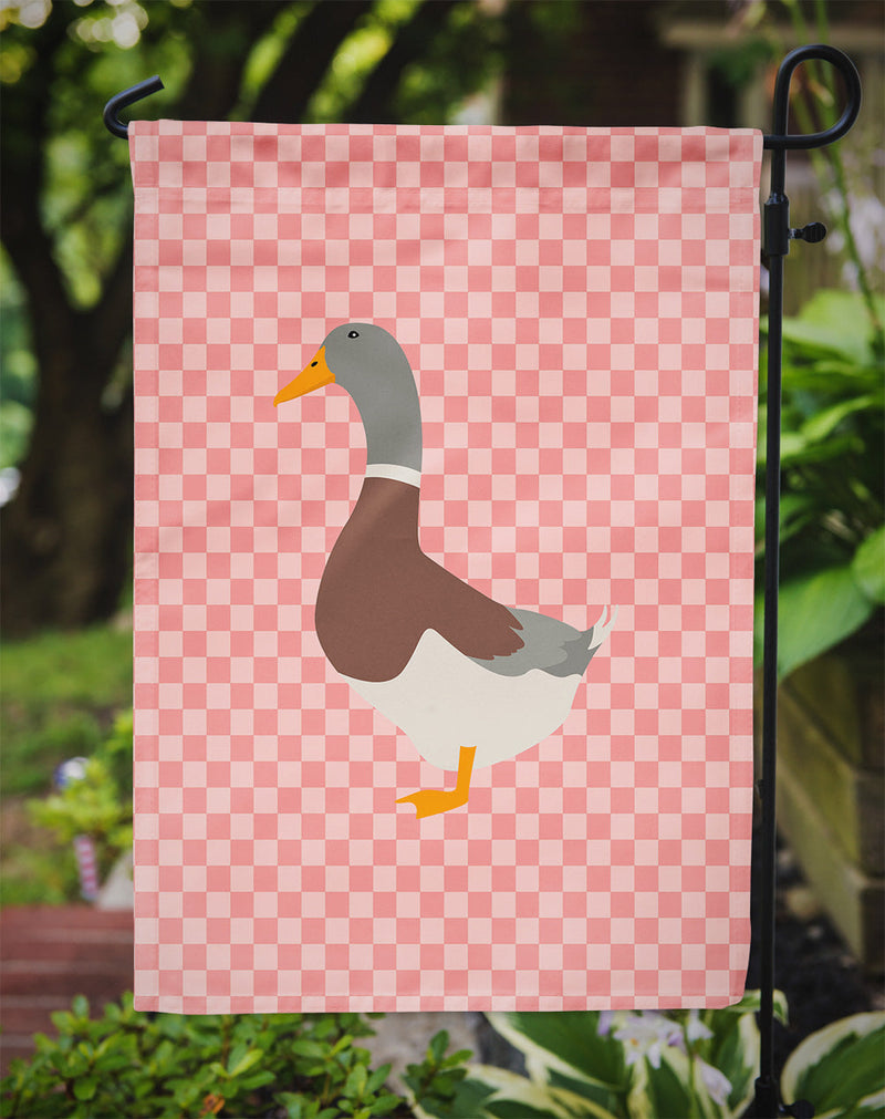 Saxony Sachsenente Duck Pink Check Garden Flag - Outdoor Decorative Yard Flag