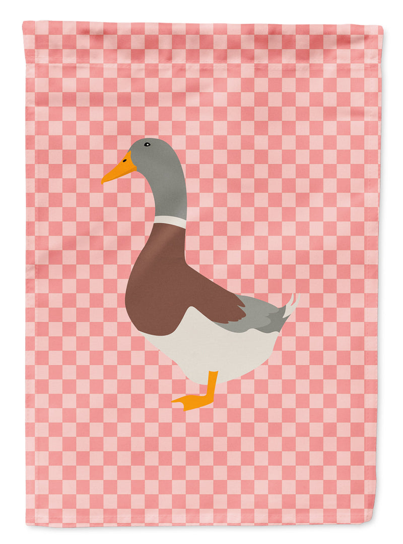 Saxony Sachsenente Duck Pink Check Garden Flag - Outdoor Decorative Yard Flag