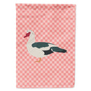 Muscovy Duck Pink Check House Flag 28x40 Porch Sleeve Pole Decorative Outside Yard Banner Artwork Wall Hanging, Polyester