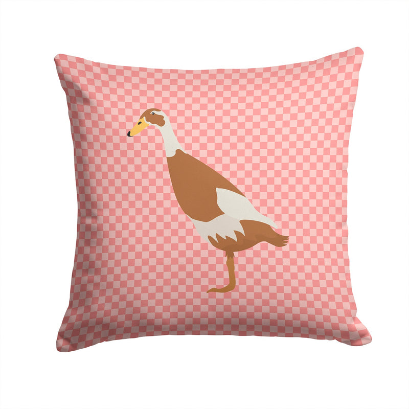 Indian Runner Duck Pink Check Fabric Decorative Pillow BB7865PW1414