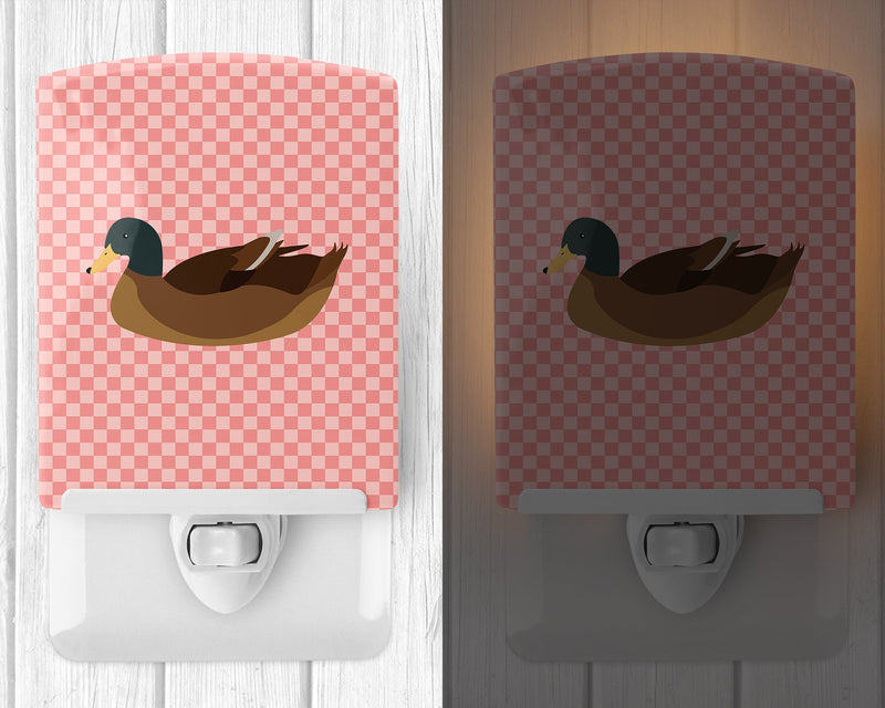 Khaki Campbell Duck Pink Check Ceramic Night Light BB7866CNL